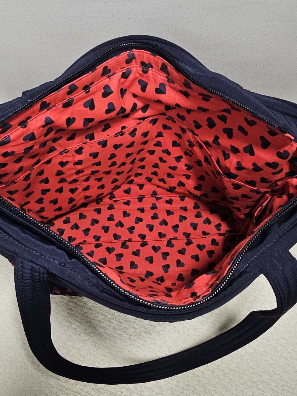 Vera Bradley Navy Quilted Tote - Sweet Hearts Pattern - Picture 3 of 8